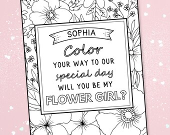 Flower Girl Proposal Coloring Card TEMPLATE - Etsy