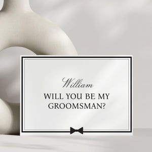 Serez-vous mon garçon d'honneur ou le meilleur homme sur toile | Proposition de mariage modifiable | Nœud papillon noir et blanc | Téléchargement numérique