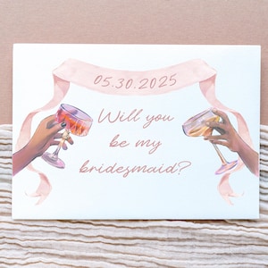 de proposition de demoiselle d'honneur modifiable | Modèle de toile personnalisable | Fête nuptiale Demandez | Aquarelle élégante « Serez-vous ma demoiselle d'honneur ? Conception