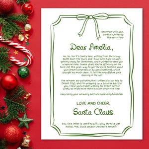 Plantilla de Canva con carta personalizada de Papá Noel / Lindo diseño de tarjeta navideña editable para niños / Carta del Polo Norte para descargar digitalmente e imprimible
