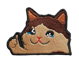 Thumbs Up Crying Cat Meme Airsoft Patch Katze Daumen Softair Klett Aufnäher Heulendes Weinendes Kätzchen Klettaufnäher