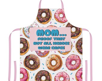 Mother's Day Apron - Mom...Proof That Not Heroes Wear Capes, 5-Color Straps (AOP)