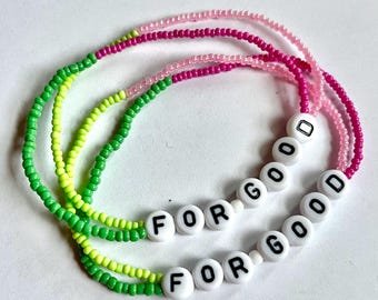 Wicked Friendship Bracelets: Elphaba Glinda "For Good" Set of 2 - Stocking Stuffer Under 20