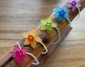 Flower Bracelet - Corsage - Beaded Bracelet on Elastic - Floral Prom