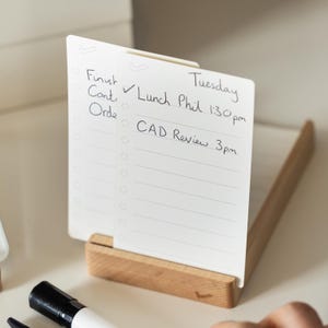 Porta biglietti da visita To-Do List da 45 pezzi per biglietti da visita A7 - Legno di acero o noce di qualità superiore - Blocco note minimalista per organizzare liste TODO e schizzi di idee.