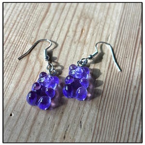 Kawaii Gummy Bear Dangle Earrings – Cute Jelly Sweet Bear Charms on Earwires, Fun & Quirky Handmade Gift for Her