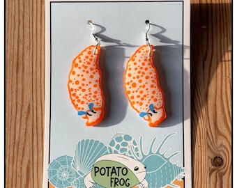 Sea Slug Earrings: Handmade Jewellery, Ornate Nudibranch (Dermatobranchus ornatus)