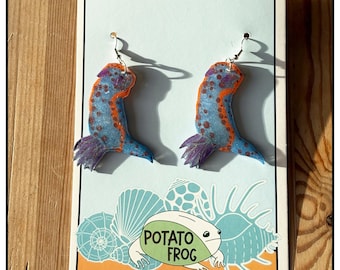 Nudibranch earrings! One-of-a-kind, handmade, confetti sea slug earrings