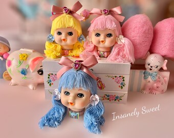 Vintage Cotton Candy Doll Head Bag Charms