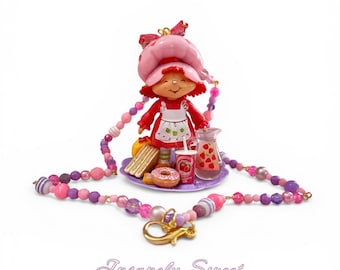 Collar de picnic estilo vintage con diseño de tarta de fresa