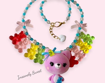 Cat Loves Gummy Bears Candy Necklace