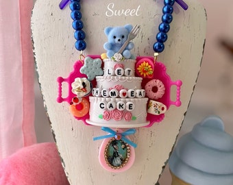 Marie Antoinette Let Them Eat Cake Tray Necklace
