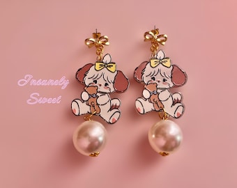 Pendientes de cachorro de oso kawaii y kitsch