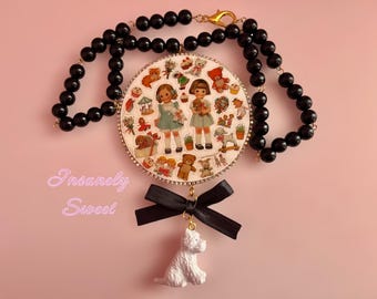 Collar de muñecas vintage kitsch para niñas