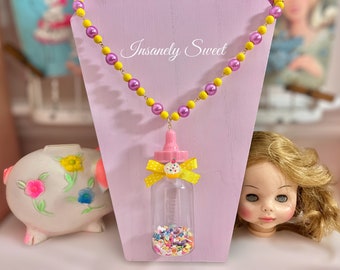 Cupcake Sprinkles Baby Bottle Necklace