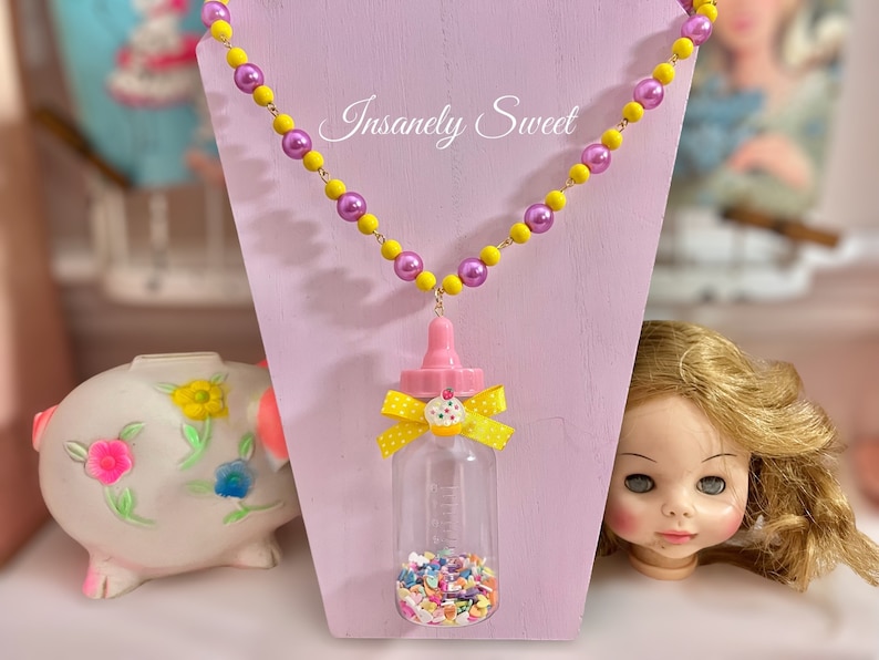 Cupcake Sprinkles Baby Bottle Necklace image 1