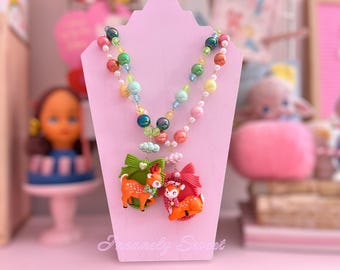 Collier camée faon et cerf rétro - vert