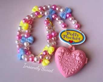 Vintage 1990s Polly Pocket Heart Locket Necklace