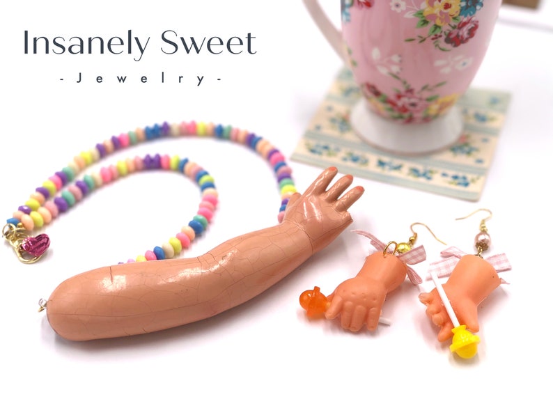 Arm candy Necklace and Earring set Vintage Doll Jewelry creepy doll jewelry antique doll parts