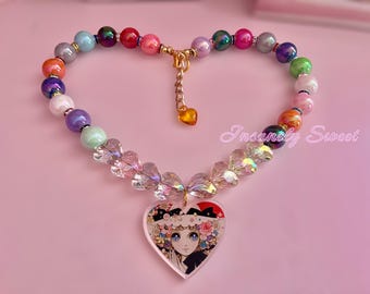 Collier coeur fille rétro vintage