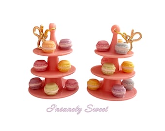 Pendientes de postre para fiesta de macarrones en color rosa