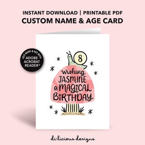Printable Custom Name Birthday Card | Personalized Birthday Card | Mushroom Birthday Card |  Magical Birthday | Editable DIY Birthday Card