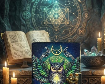 Owl Leather Journal Blank Spell Book Owl Journal Magic Owl Book Handmade Vintage Grimoire  Journal Valentine Journal,Gifts for Women, Lovers