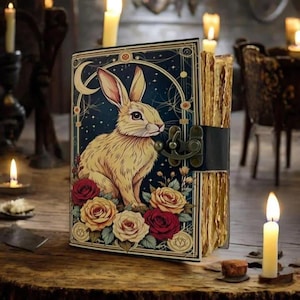 Bunny rabbit Grimoire Leather Journal Notebook Journal