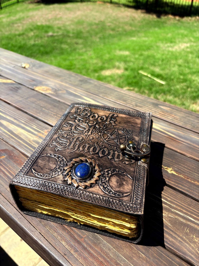 Large Seven Stone Handbound Leather Journal Spell Book