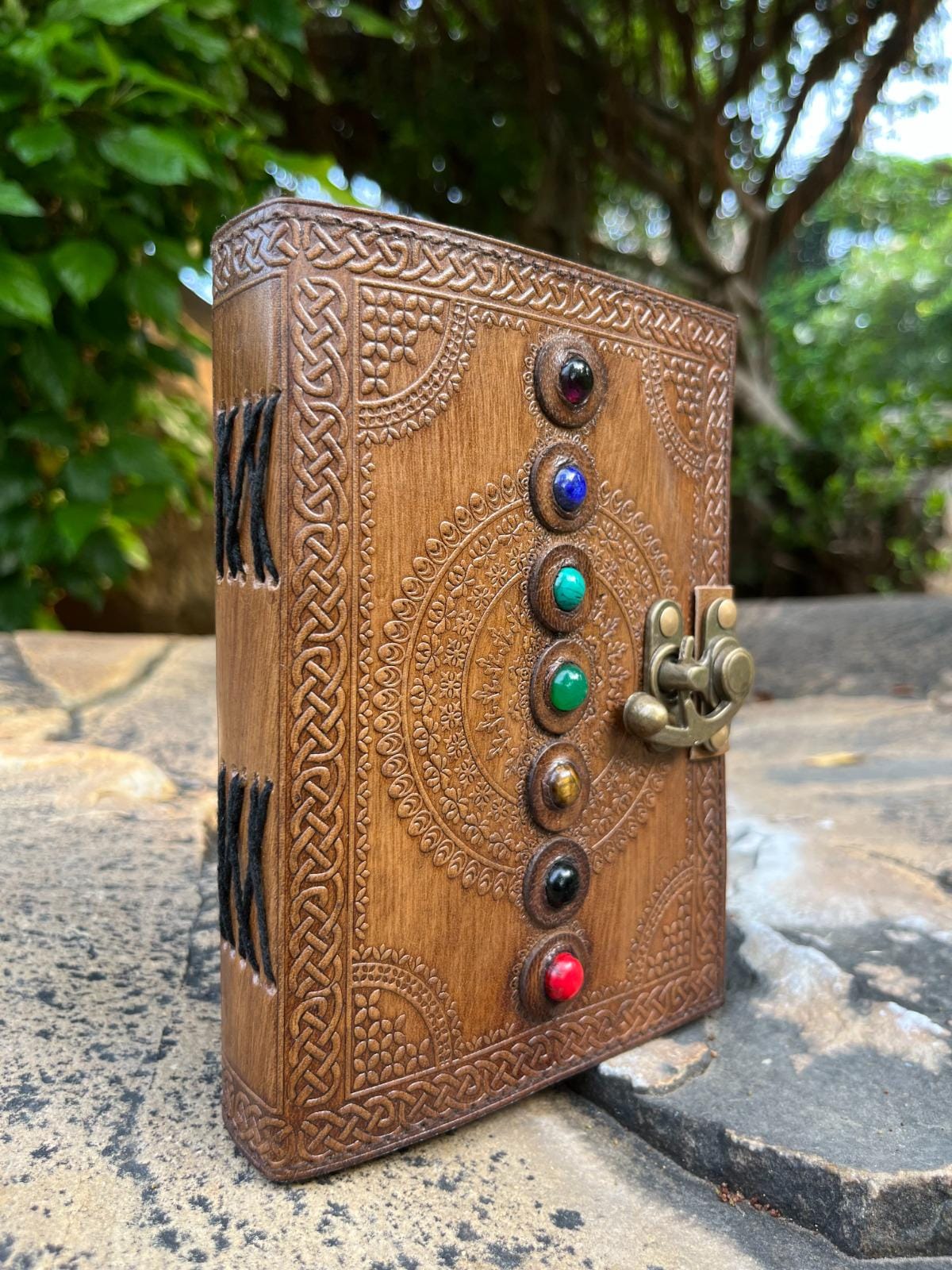 Handmade Leather Journal: Seven Stone Book of Shadows With Lock - Etsy