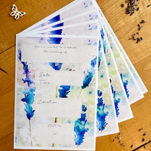 Hochzeitseinladungen Abendeinladungen und Dankes- Postkarten Handgemachter Original Aquarell Lavendel Kunstdruck Mit Umschlägen