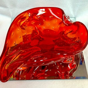 Murano Glass - Beautiful Red Strawberry Shaped Glass Bowl - Bullicante Design