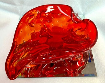 Murano Glass - Beautiful Red Strawberry Shaped Glass Bowl - Bullicante Design