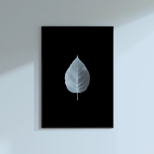 Dark Botanical Prints For Framing Black And White Leaf Wall Art Print Moody Home Decor Plant Artwork Gift Idea Art Prints Digital Poster