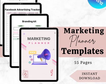 Marketing Plan Template Printable, Marketing Social Media Planner, Marketing Planner Template, Steps PDF Marketing Planner, Instant Download