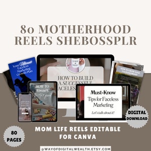 MRR Digital Products Mompreneur Motherhood Reels Digital Products To Resell Master Resell Rights Canva Templates Faceless Reels DFY Product