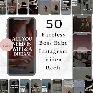 50 Faceless Boss Babe Instagram Video Reel, Boss Babe Aesthetic Instagram Post Video Reels, Aesthetic Reel Posts with MRR and PLR Rights