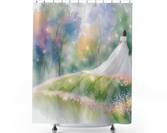 Duschvorhänge. Kollektion „Lady In The Garden“ – Aquarelldesign