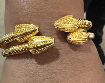 One (1) 24k Fashion Indian Jamaican Caribbean Guyanese Dubai Bangles Bracelets Cuffs VINTAGE STYLE Cocoa Head Pyramid Ends NEW