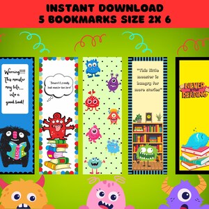 Cute Monster Bookmarks – Printable Instant Download for Book Lovers