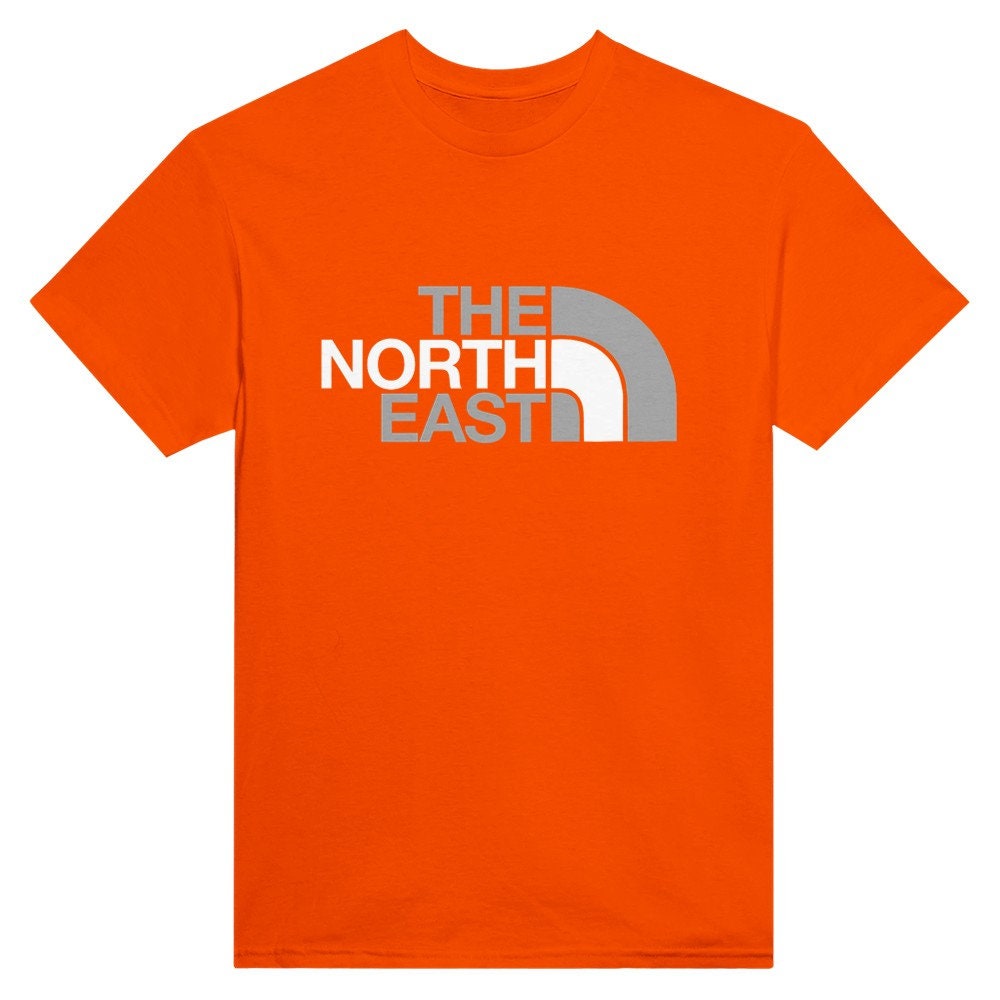 Orange north face t shirt sale