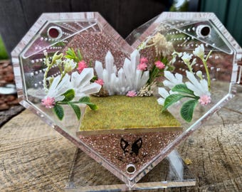 Crystal love mini heart shaped magnetic front opening jumping spider home