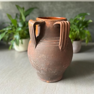 Bellissimo vaso vintage in terracotta italiana con manici – Ceramica del Sud Italia