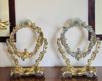 Art Deco Cherub Vanity Mirror Bases: Vintage Tilting Frame (No Mirror)