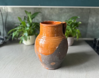 ヴィンテージ イタリア製テラコッタ花瓶：取っ手付き南イタリア陶器