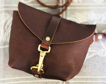 Handmade Leather Belt Bag Crossbody Adjustable Strap Bum Bag Gold Hardware Brown Leather Full Grain Patina Versatile Shoulder Bag Pouch
