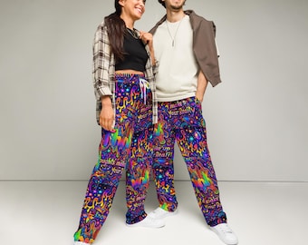 サイケデリックレインボーレイブジョガーパンツ、ユニセックスレイブフェスティバルパンツ