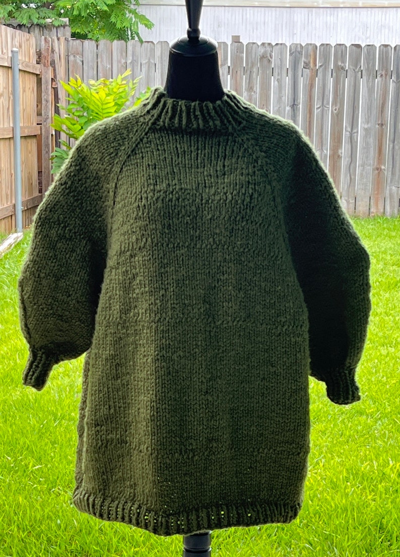 Tattered Oversized Knit Sweater - Green