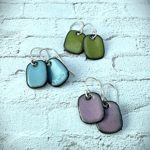 Tiny Enamel Rectangle Earrings