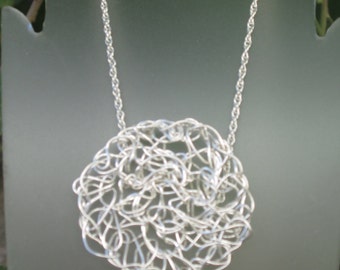 Fine Silver Crocheted Necklace